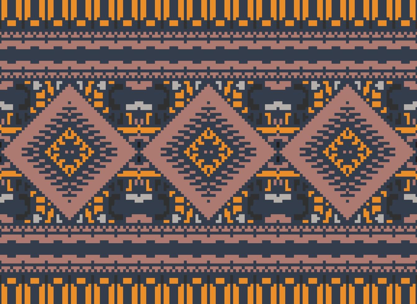 pixel Cruz ponto tradicional étnico padronizar paisley flor ikat fundo abstrato asteca africano indonésio indiano desatado padronizar para tecido impressão pano vestir tapete cortinas e sarongue vetor