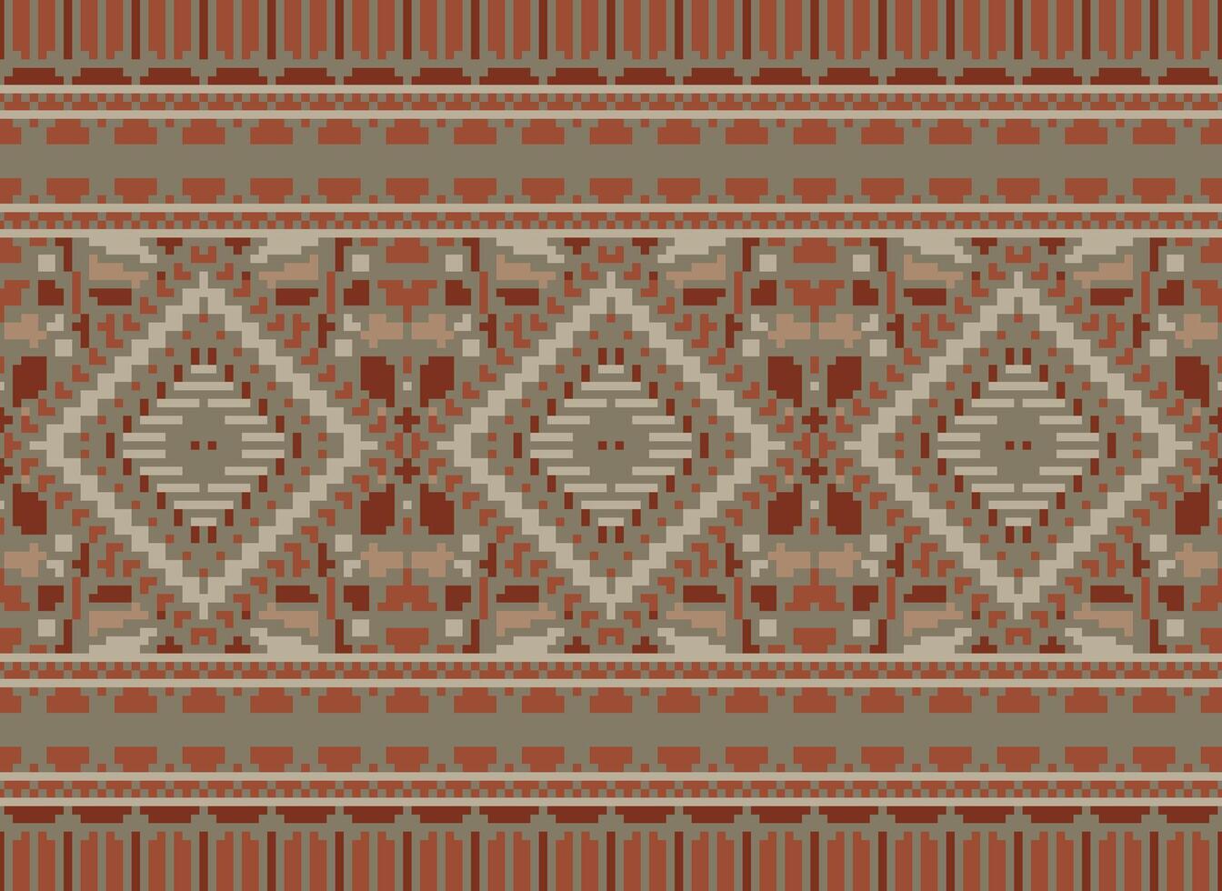 pixel Cruz ponto tradicional étnico padronizar paisley flor ikat fundo abstrato asteca africano indonésio indiano desatado padronizar para tecido impressão pano vestir tapete cortinas e sarongue vetor