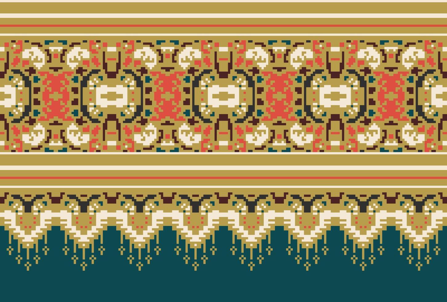 pixel Cruz ponto tradicional étnico padronizar paisley flor ikat fundo abstrato asteca africano indonésio indiano desatado padronizar para tecido impressão pano vestir tapete cortinas e sarongue vetor