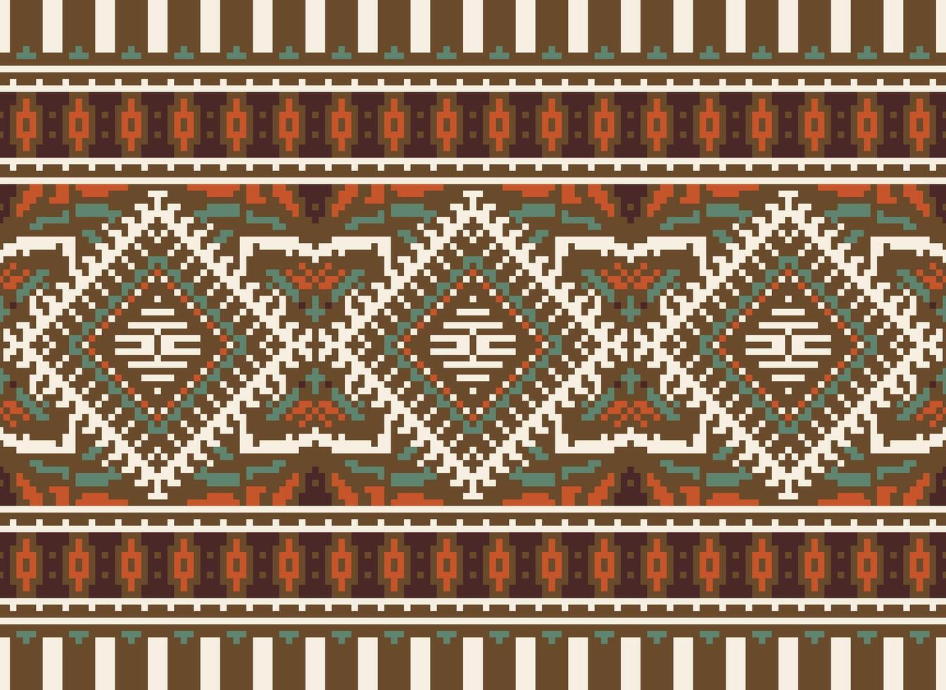 pixel Cruz ponto tradicional étnico padronizar paisley flor ikat fundo abstrato asteca africano indonésio indiano desatado padronizar para tecido impressão pano vestir tapete cortinas e sarongue vetor