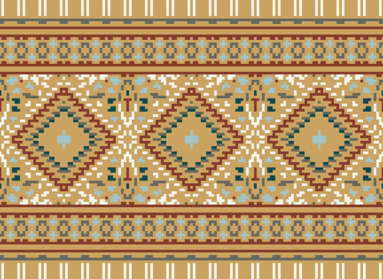 pixel Cruz ponto tradicional étnico padronizar paisley flor ikat fundo abstrato asteca africano indonésio indiano desatado padronizar para tecido impressão pano vestir tapete cortinas e sarongue vetor