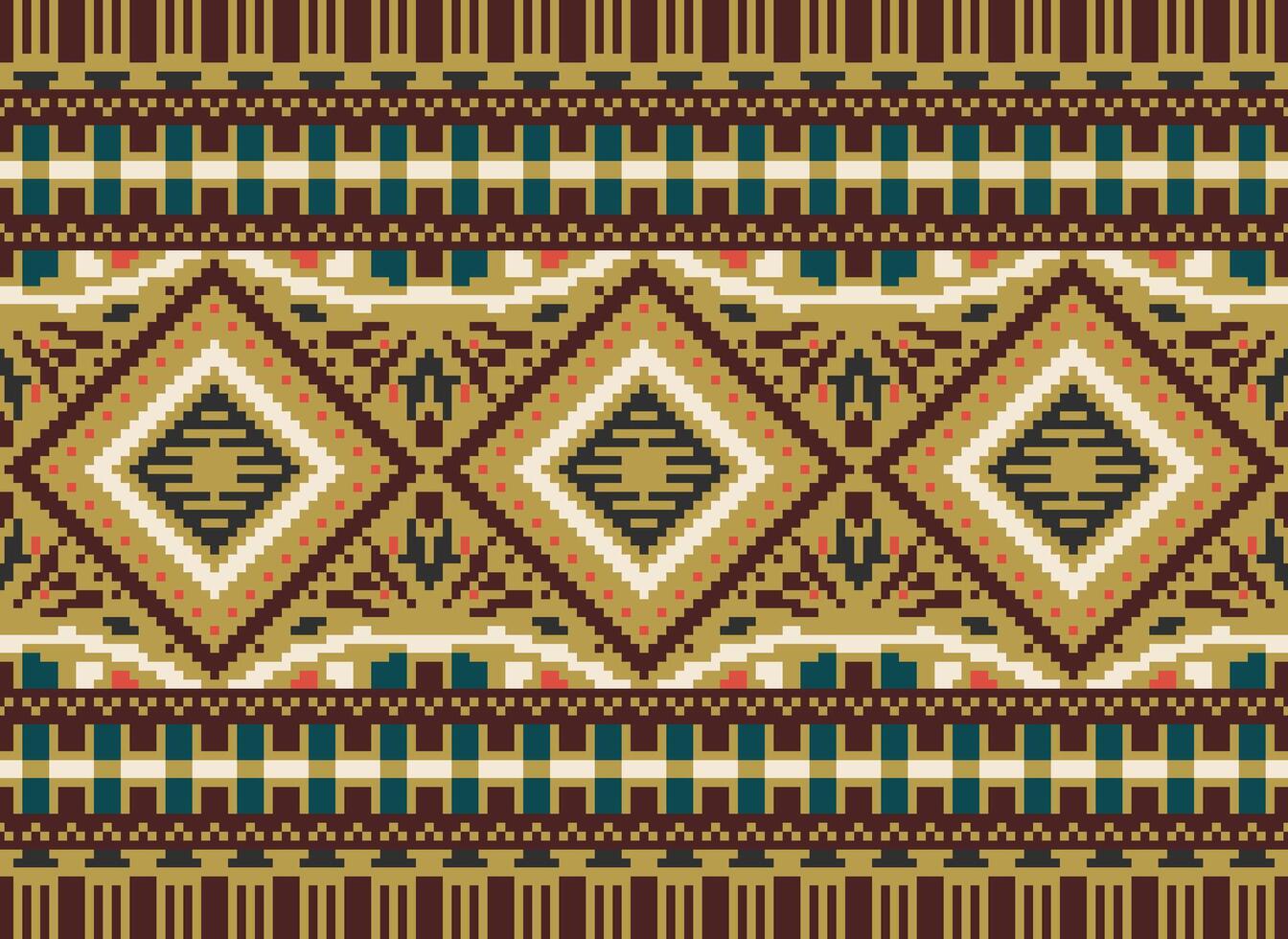 pixel Cruz ponto tradicional étnico padronizar paisley flor ikat fundo abstrato asteca africano indonésio indiano desatado padronizar para tecido impressão pano vestir tapete cortinas e sarongue vetor