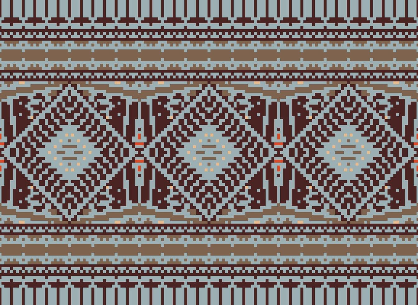 pixel Cruz ponto tradicional étnico padronizar paisley flor ikat fundo abstrato asteca africano indonésio indiano desatado padronizar para tecido impressão pano vestir tapete cortinas e sarongue vetor