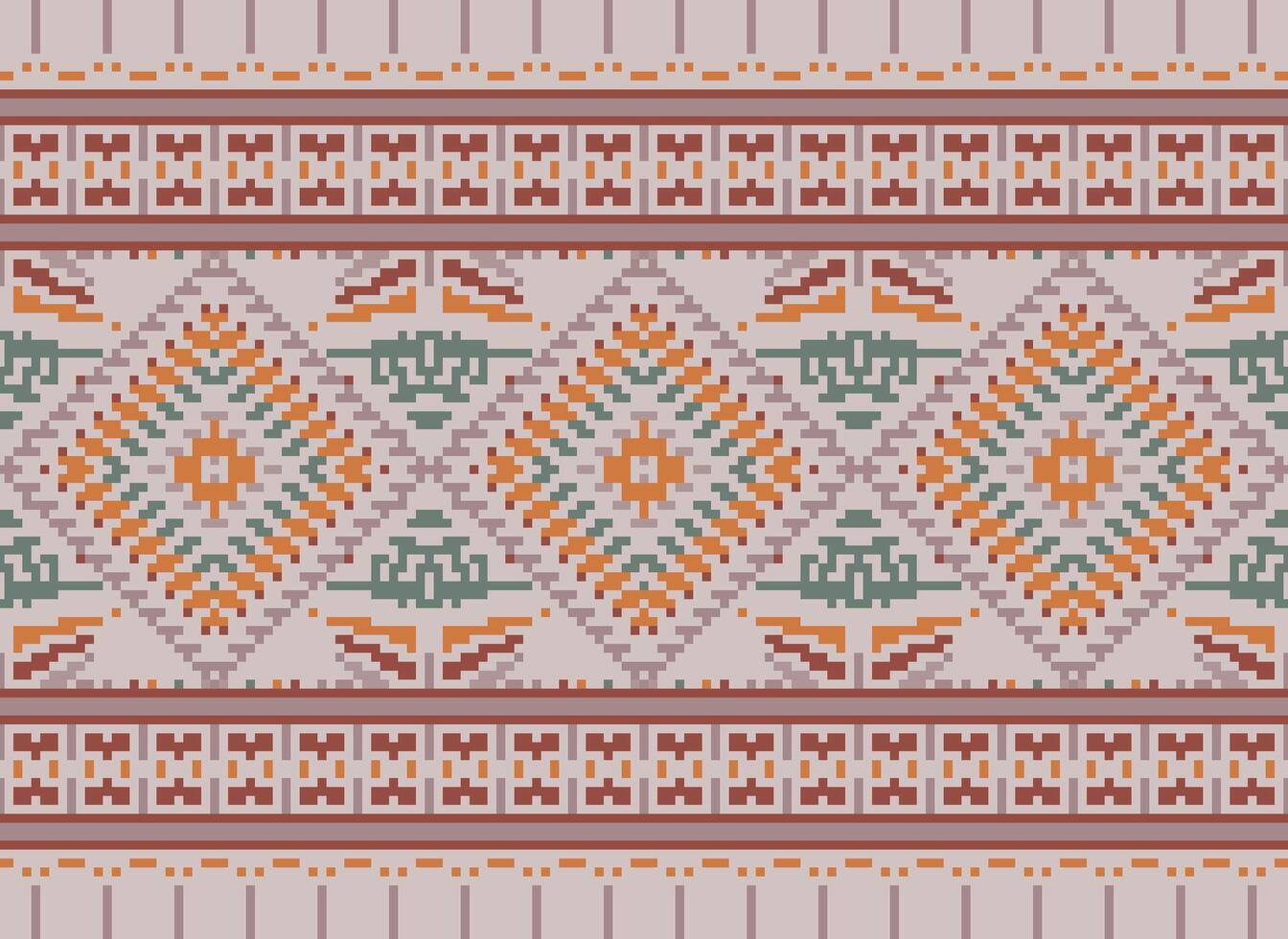 pixel Cruz ponto tradicional étnico padronizar paisley flor ikat fundo abstrato asteca africano indonésio indiano desatado padronizar para tecido impressão pano vestir tapete cortinas e sarongue vetor