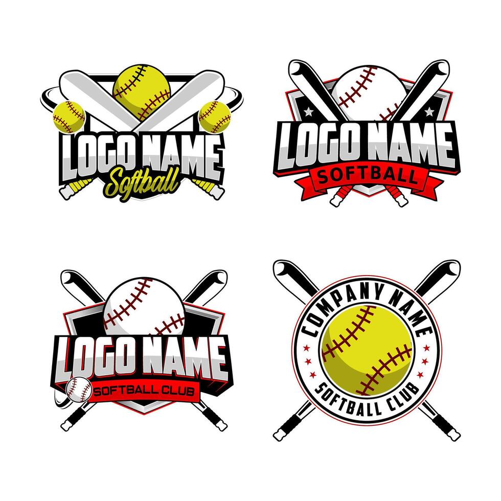 coleção do quatro colorida vetor beisebol logotipo e insígnias