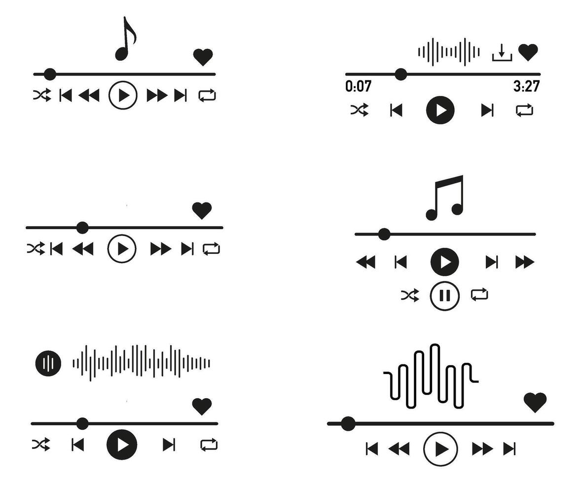música jogador interface projeto, simples e minimalista conceito. ui ux vetor ilustração