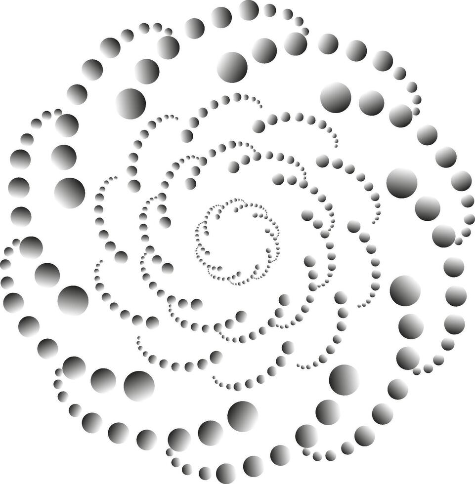 volta abstrato padronizar dentro a Formato do cinzento bolas arranjado dentro uma círculo em uma branco fundo vetor