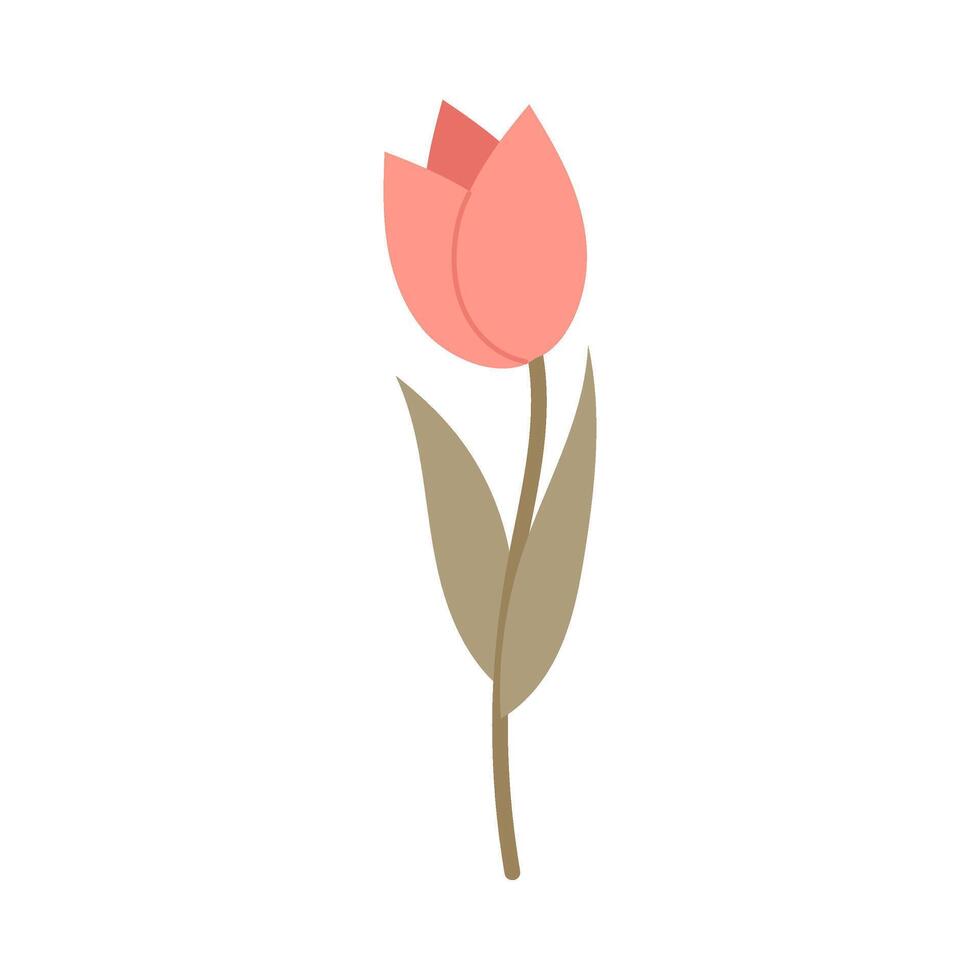 vermelho tulipa. tulipa ícone dentro plano estilo em uma branco fundo. Primavera flores vetor