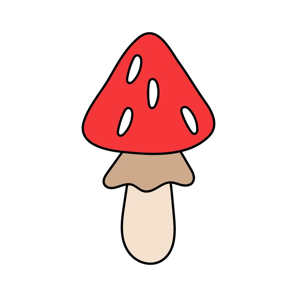 cogumelo, mosca agaric. vetor ilustração do uma mosca agárico dentro uma na moda retro estilo em uma branco fundo. mosca agárico ícone dentro groovy estilo.