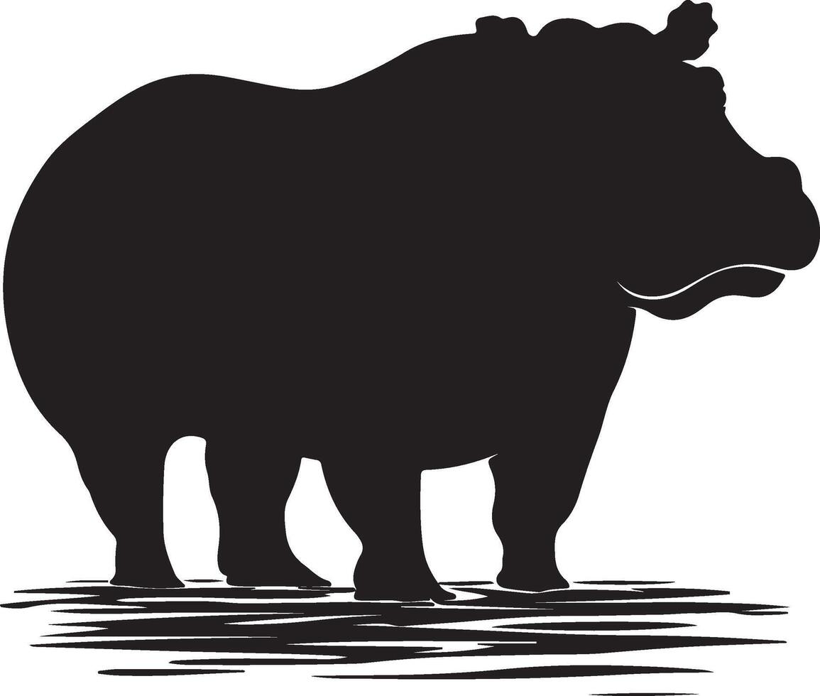 hipopótamo silhueta vetor ilustração branco fundo