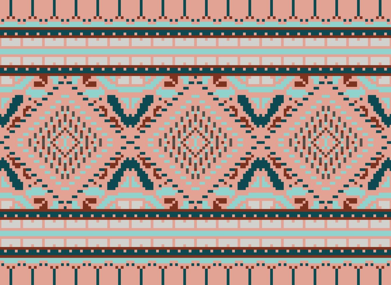 pixel Cruz ponto tradicional étnico padronizar paisley flor ikat fundo abstrato asteca africano indonésio indiano desatado padronizar para tecido impressão pano vestir tapete cortinas e sarongue vetor