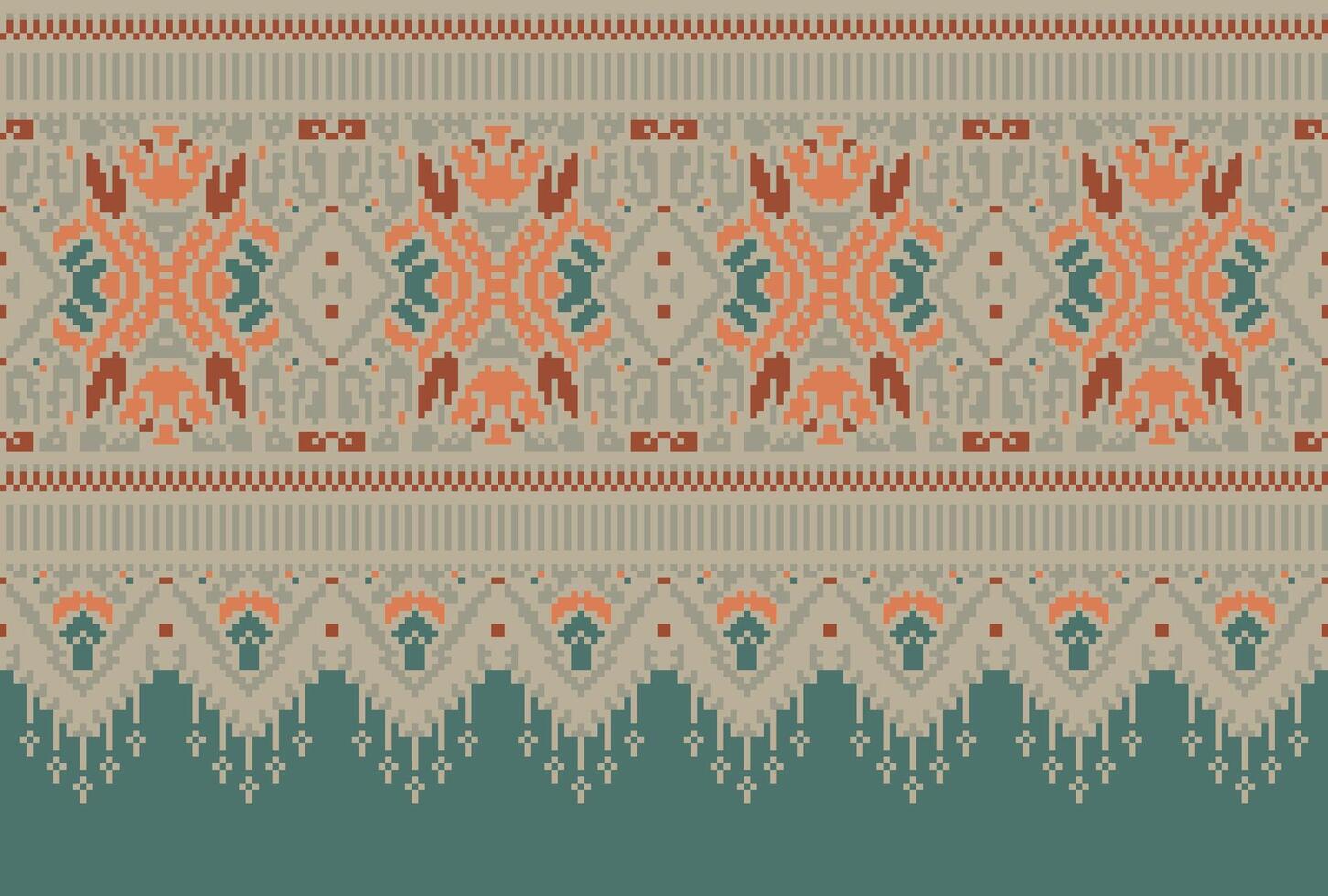 pixel Cruz ponto tradicional étnico padronizar paisley flor ikat fundo abstrato asteca africano indonésio indiano desatado padronizar para tecido impressão pano vestir tapete cortinas e sarongue vetor