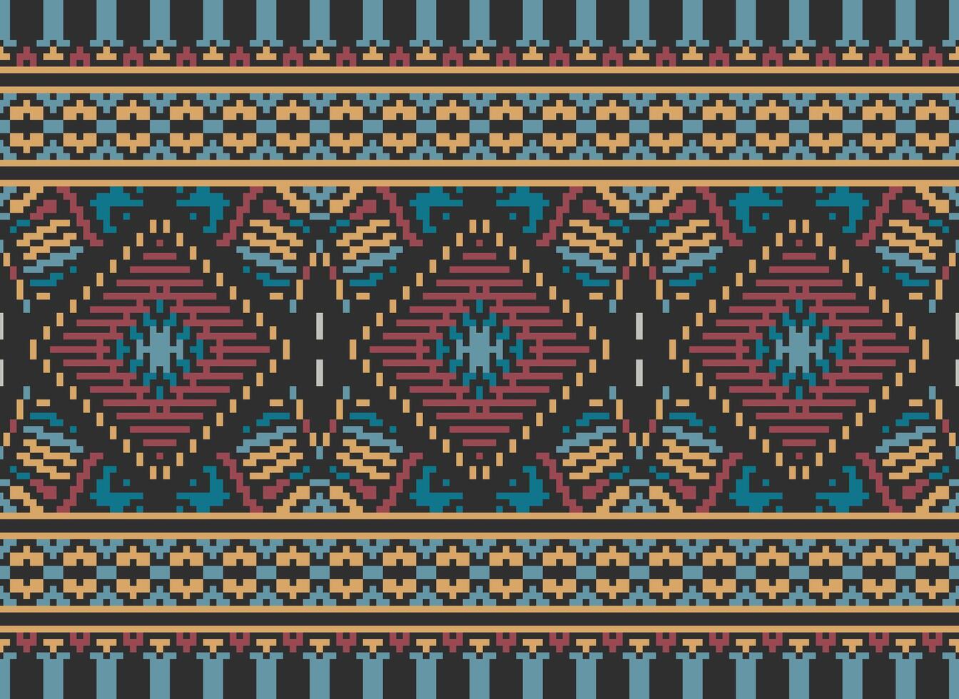 pixel Cruz ponto tradicional étnico padronizar paisley flor ikat fundo abstrato asteca africano indonésio indiano desatado padronizar para tecido impressão pano vestir tapete cortinas e sarongue vetor