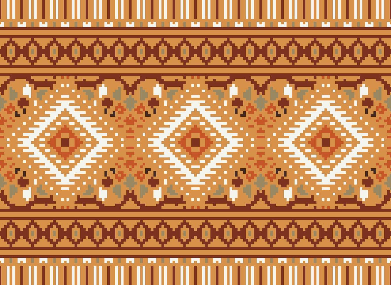 pixel Cruz ponto tradicional étnico padronizar paisley flor ikat fundo abstrato asteca africano indonésio indiano desatado padronizar para tecido impressão pano vestir tapete cortinas e sarongue vetor