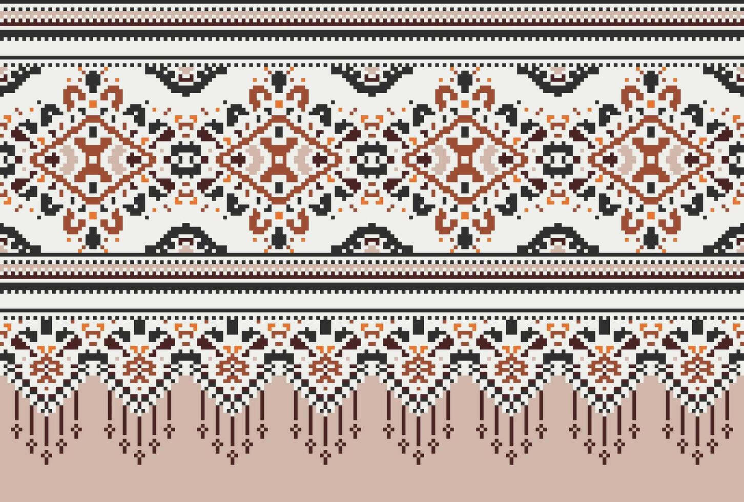 pixel Cruz ponto tradicional étnico padronizar paisley flor ikat fundo abstrato asteca africano indonésio indiano desatado padronizar para tecido impressão pano vestir tapete cortinas e sarongue vetor