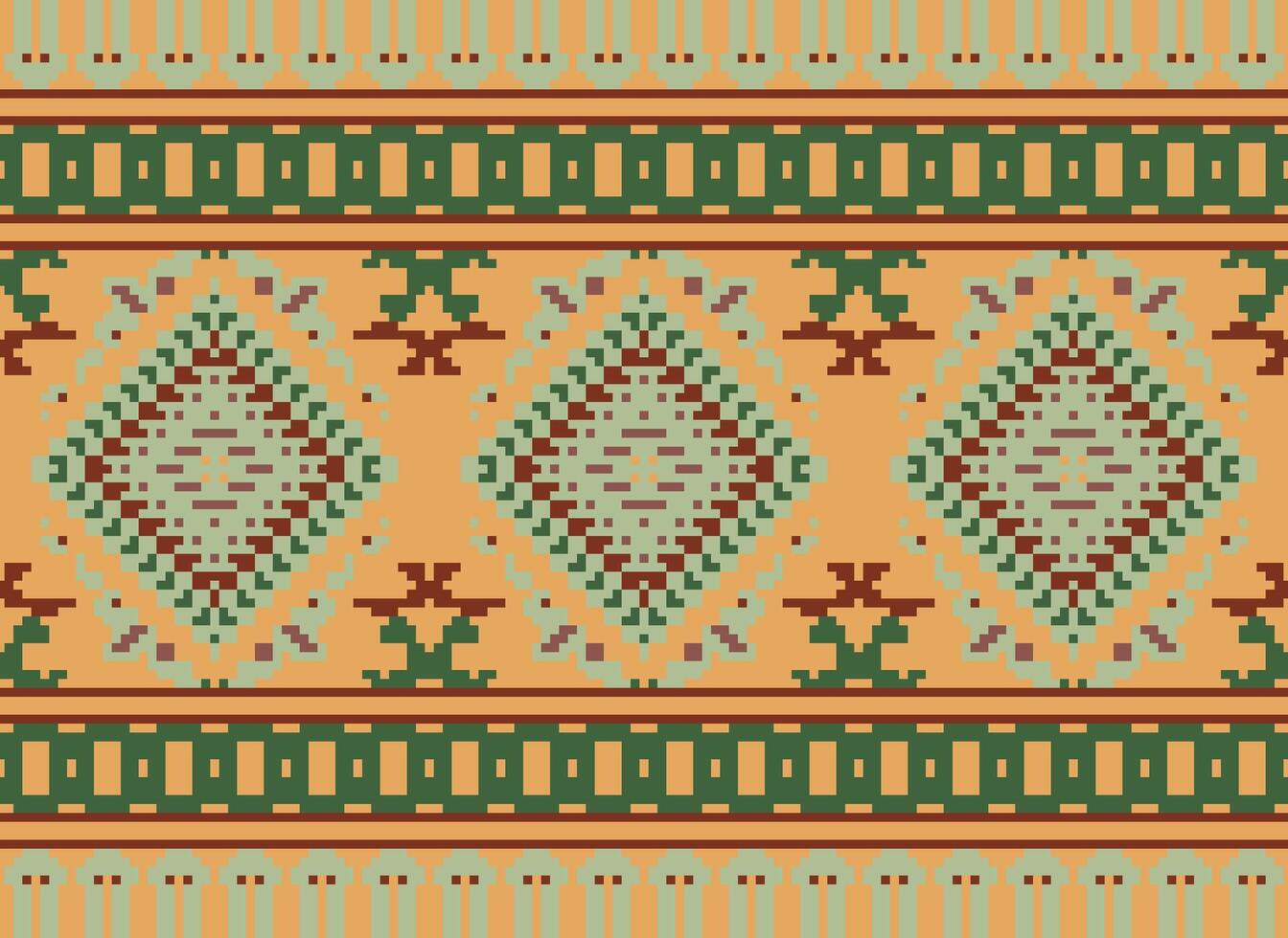 pixel Cruz ponto tradicional étnico padronizar paisley flor ikat fundo abstrato asteca africano indonésio indiano desatado padronizar para tecido impressão pano vestir tapete cortinas e sarongue vetor