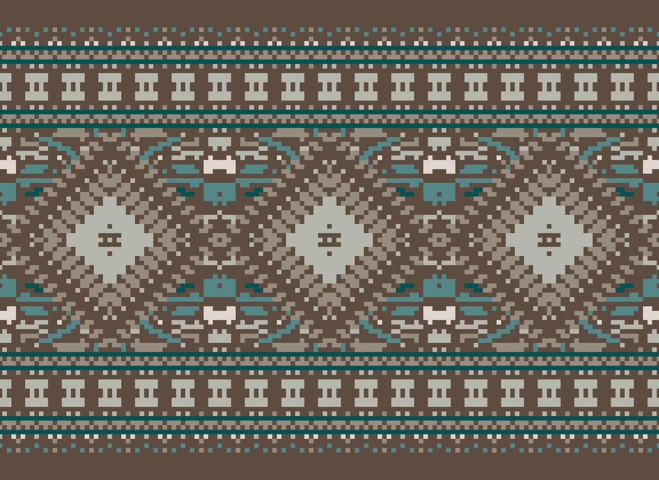 pixel Cruz ponto tradicional étnico padronizar paisley flor ikat fundo abstrato asteca africano indonésio indiano desatado padronizar para tecido impressão pano vestir tapete cortinas e sarongue vetor