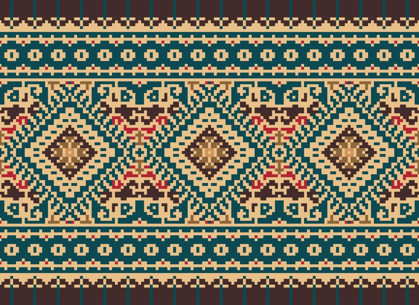 pixel Cruz ponto tradicional étnico padronizar paisley flor ikat fundo abstrato asteca africano indonésio indiano desatado padronizar para tecido impressão pano vestir tapete cortinas e sarongue vetor