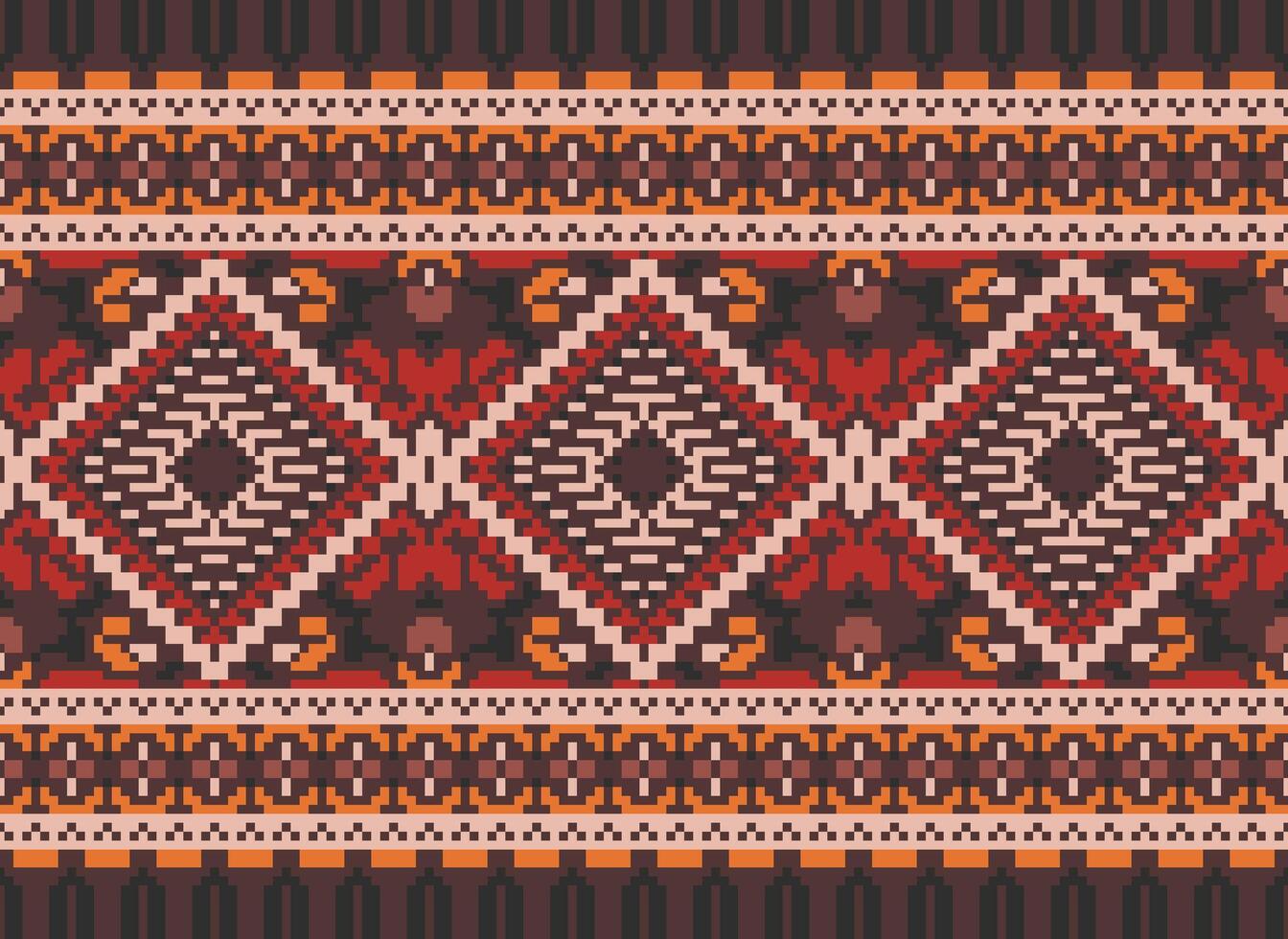 pixel Cruz ponto tradicional étnico padronizar paisley flor ikat fundo abstrato asteca africano indonésio indiano desatado padronizar para tecido impressão pano vestir tapete cortinas e sarongue vetor