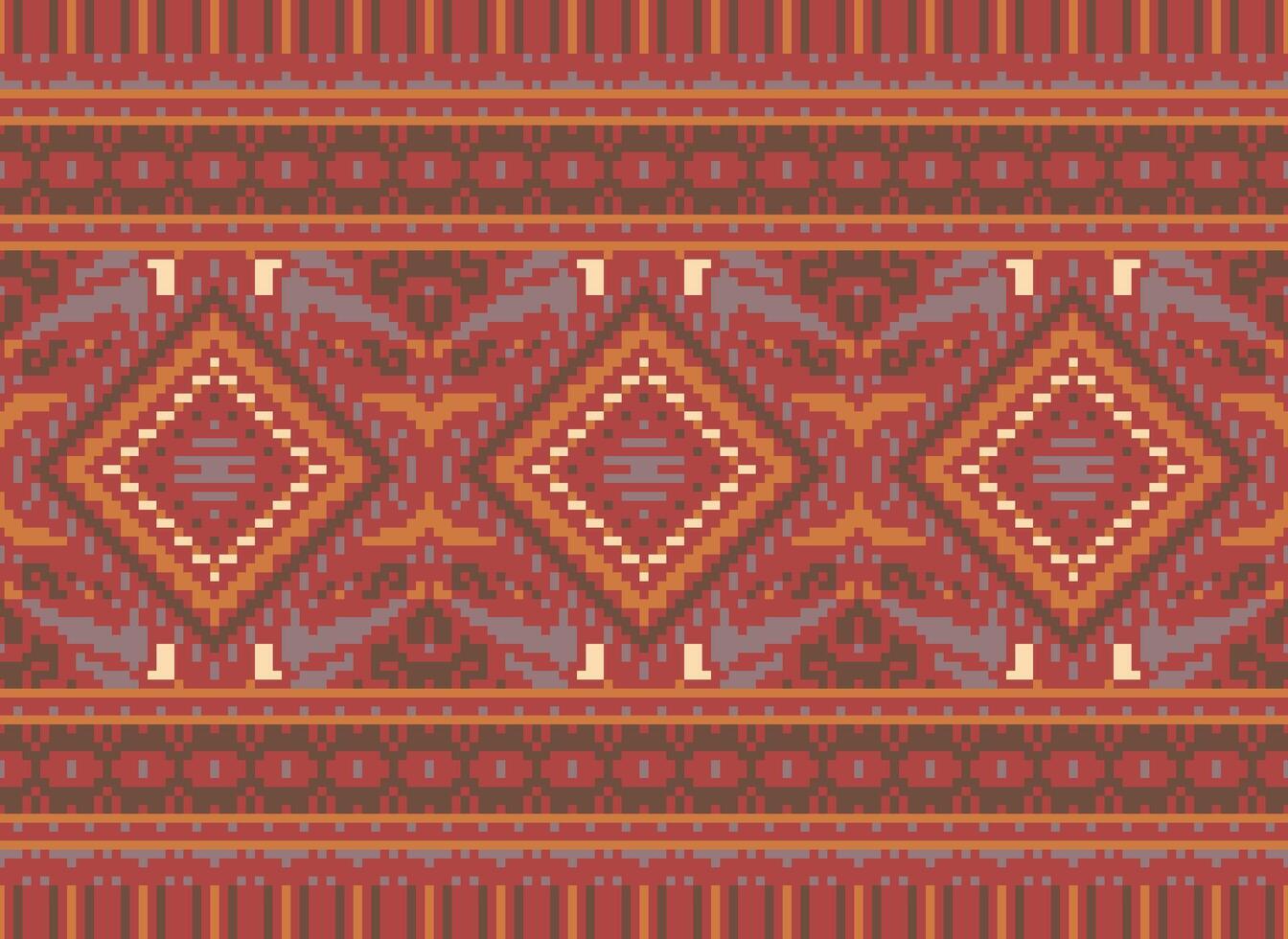 pixel Cruz ponto tradicional étnico padronizar paisley flor ikat fundo abstrato asteca africano indonésio indiano desatado padronizar para tecido impressão pano vestir tapete cortinas e sarongue vetor