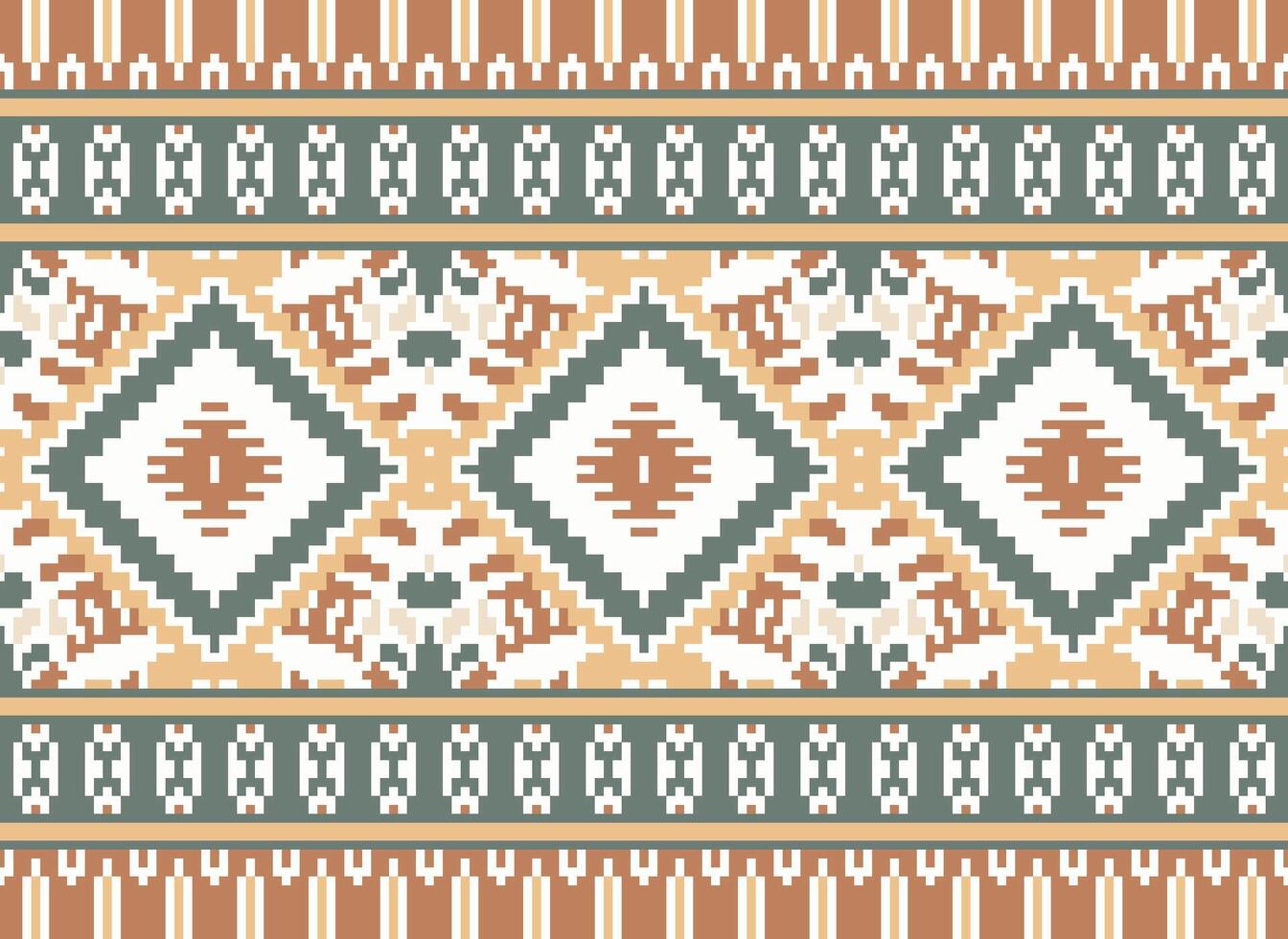 pixel Cruz ponto tradicional étnico padronizar paisley flor ikat fundo abstrato asteca africano indonésio indiano desatado padronizar para tecido impressão pano vestir tapete cortinas e sarongue vetor