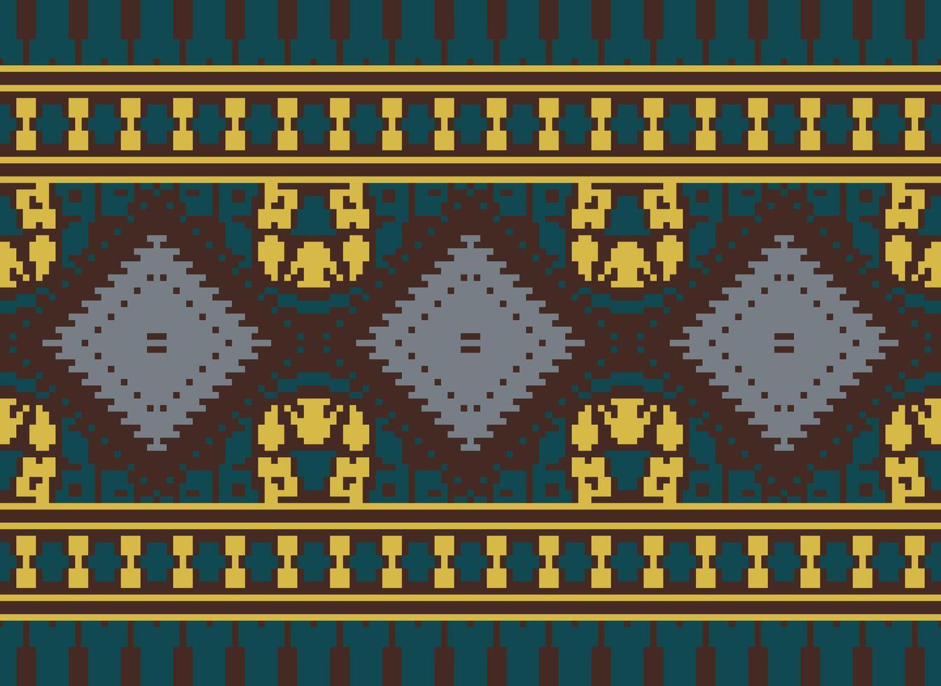 pixel Cruz ponto tradicional étnico padronizar paisley flor ikat fundo abstrato asteca africano indonésio indiano desatado padronizar para tecido impressão pano vestir tapete cortinas e sarongue vetor