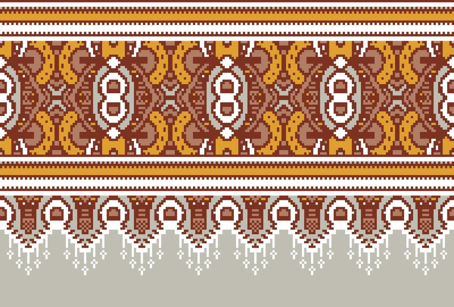 pixel Cruz ponto tradicional étnico padronizar paisley flor ikat fundo abstrato asteca africano indonésio indiano desatado padronizar para tecido impressão pano vestir tapete cortinas e sarongue vetor