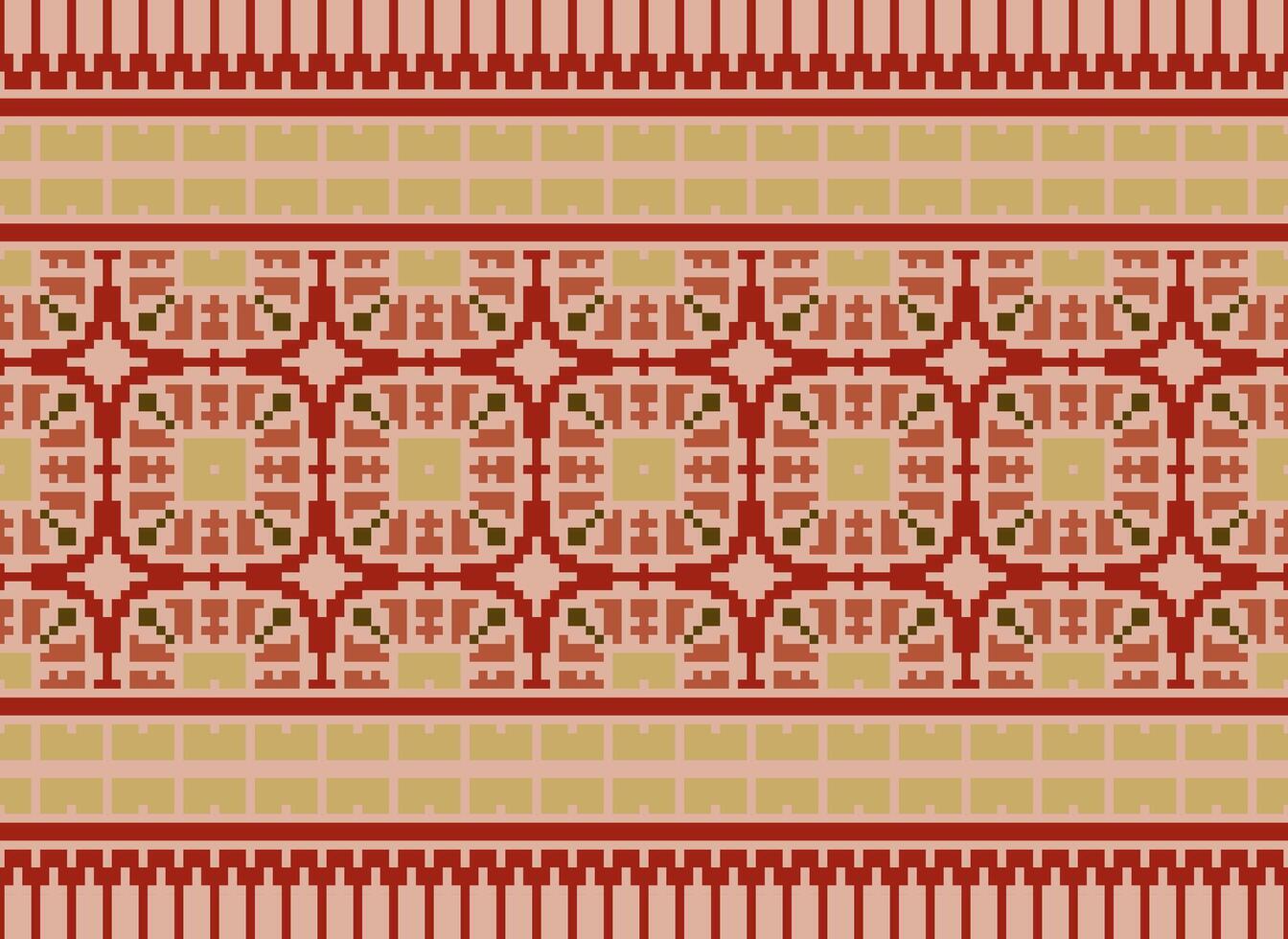 pixel Cruz ponto tradicional étnico padronizar paisley flor ikat fundo abstrato asteca africano indonésio indiano desatado padronizar para tecido impressão pano vestir tapete cortinas e sarongue vetor