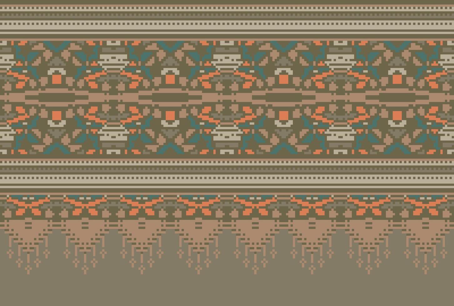 pixel Cruz ponto tradicional étnico padronizar paisley flor ikat fundo abstrato asteca africano indonésio indiano desatado padronizar para tecido impressão pano vestir tapete cortinas e sarongue vetor