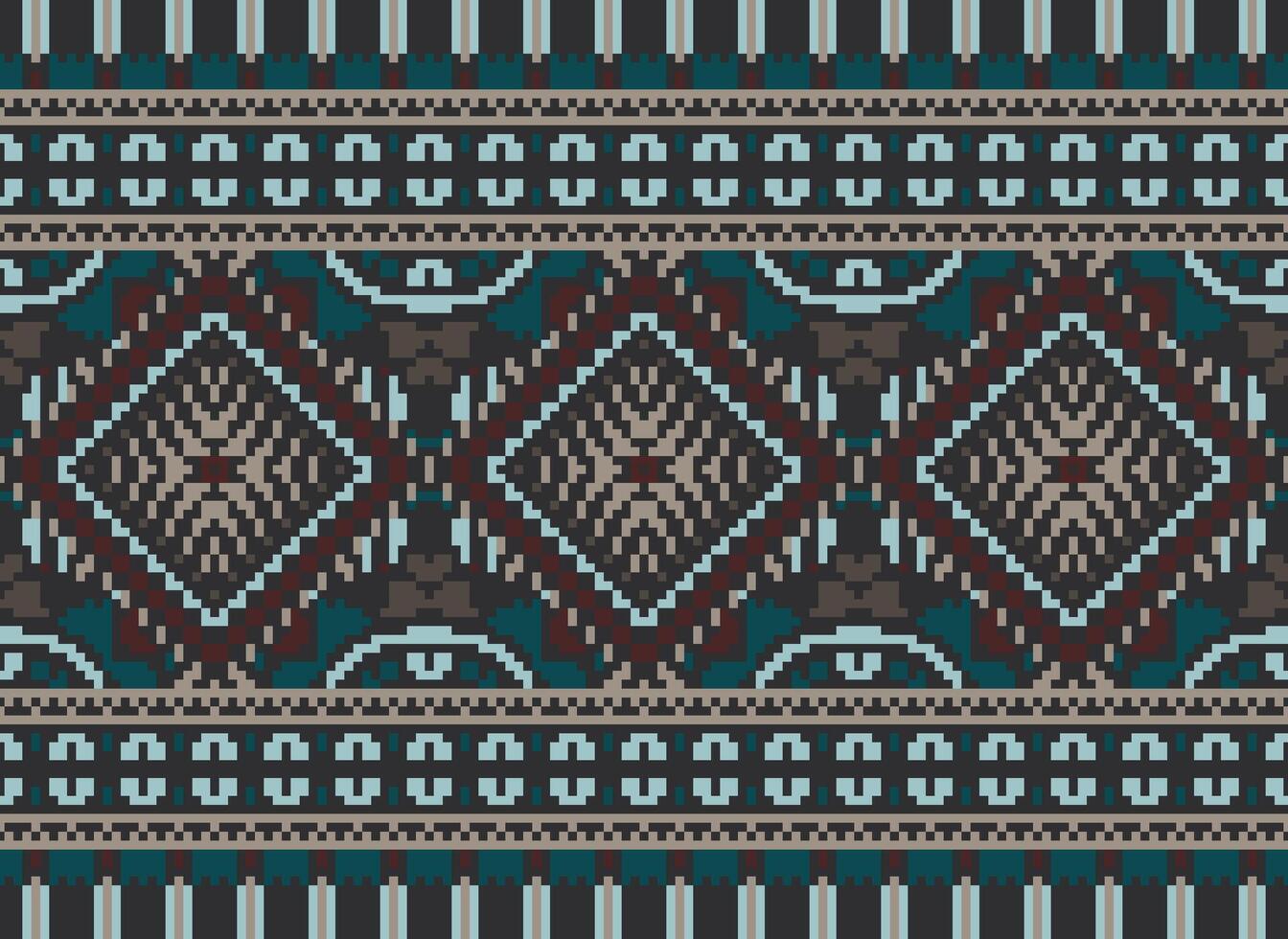 pixel Cruz ponto tradicional étnico padronizar paisley flor ikat fundo abstrato asteca africano indonésio indiano desatado padronizar para tecido impressão pano vestir tapete cortinas e sarongue vetor