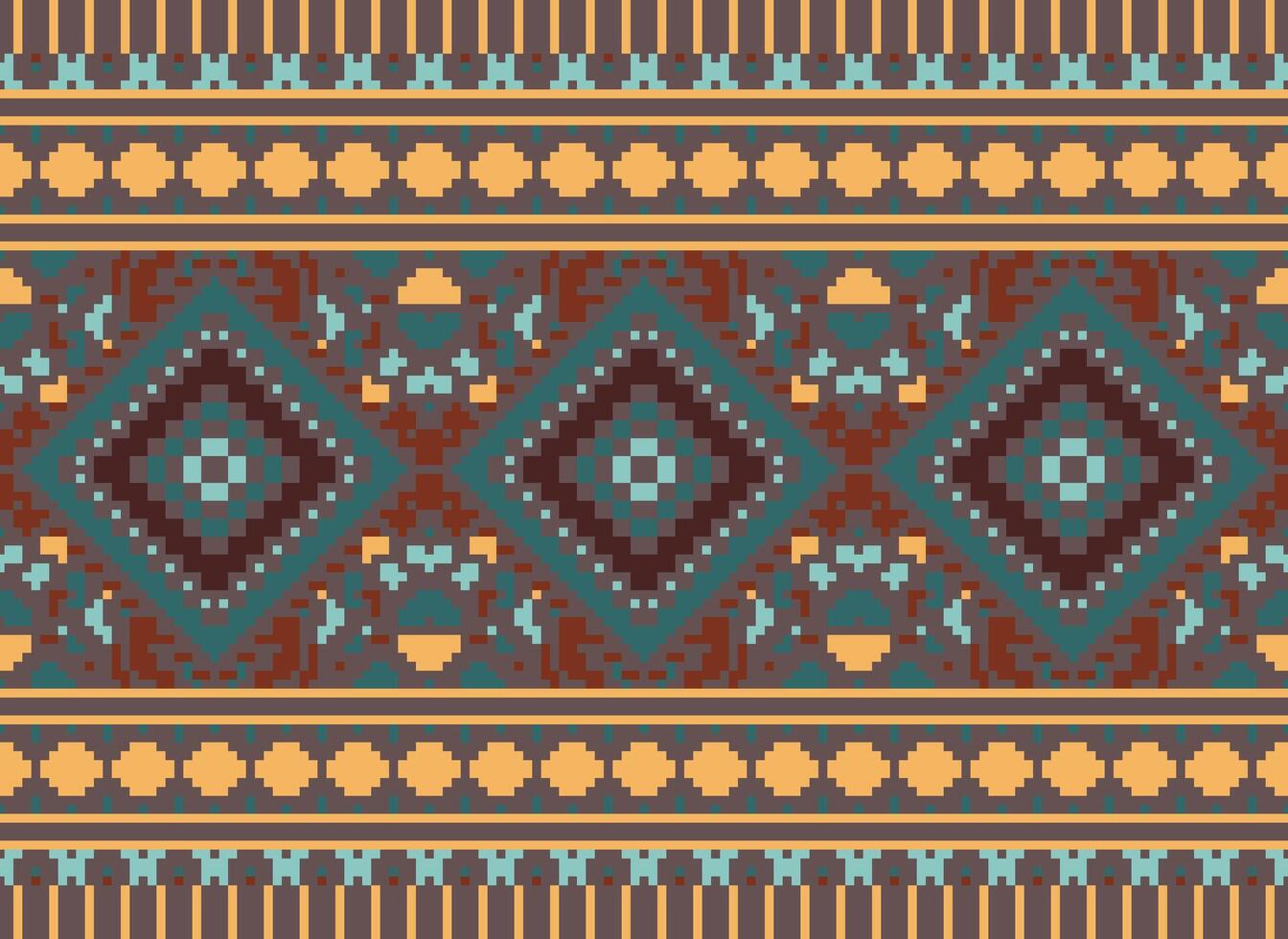 pixel Cruz ponto tradicional étnico padronizar paisley flor ikat fundo abstrato asteca africano indonésio indiano desatado padronizar para tecido impressão pano vestir tapete cortinas e sarongue vetor