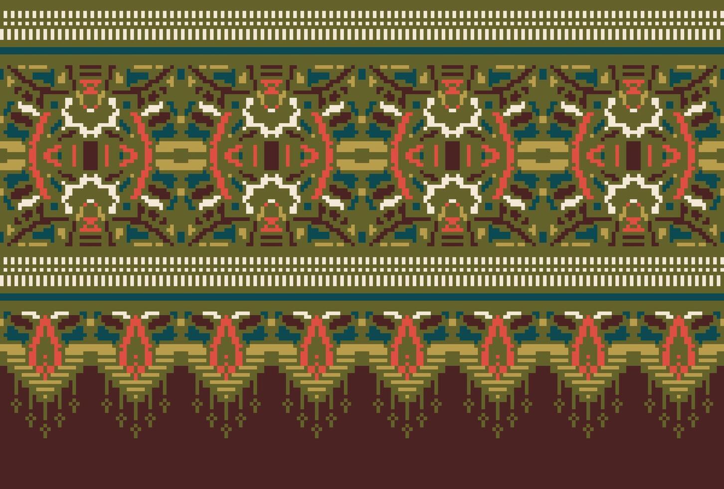 pixel Cruz ponto tradicional étnico padronizar paisley flor ikat fundo abstrato asteca africano indonésio indiano desatado padronizar para tecido impressão pano vestir tapete cortinas e sarongue vetor