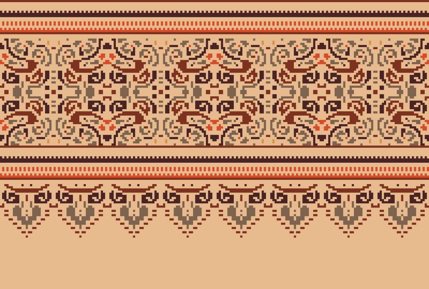 pixel Cruz ponto tradicional étnico padronizar paisley flor ikat fundo abstrato asteca africano indonésio indiano desatado padronizar para tecido impressão pano vestir tapete cortinas e sarongue vetor