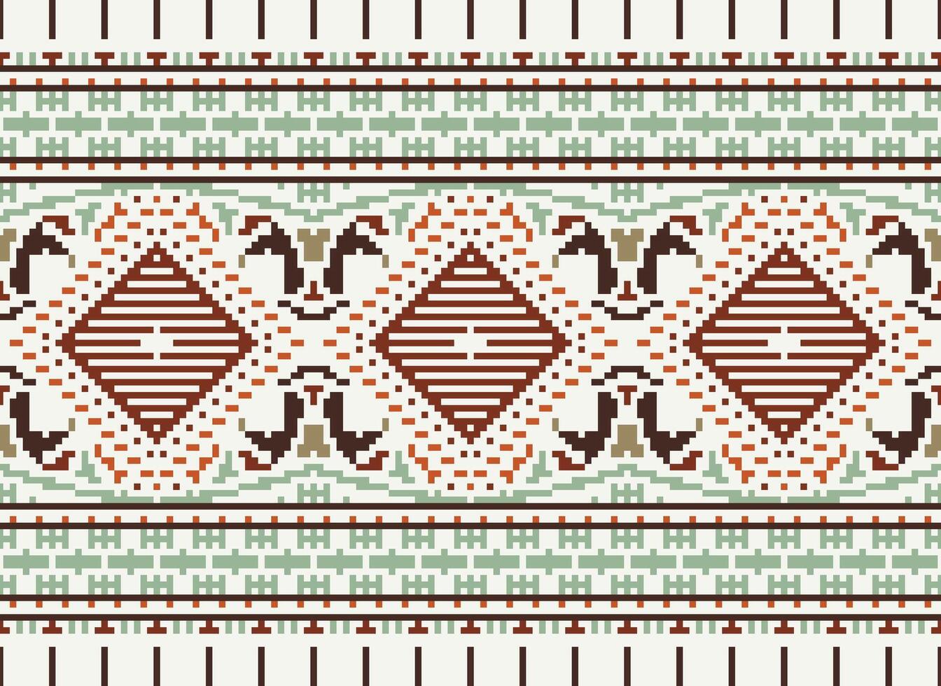 pixel Cruz ponto tradicional étnico padronizar paisley flor ikat fundo abstrato asteca africano indonésio indiano desatado padronizar para tecido impressão pano vestir tapete cortinas e sarongue vetor