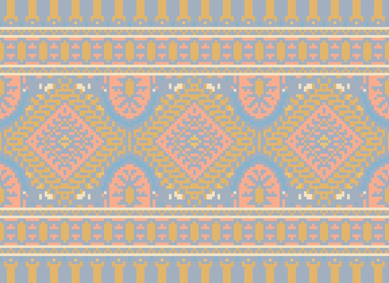 pixel Cruz ponto tradicional étnico padronizar paisley flor ikat fundo abstrato asteca africano indonésio indiano desatado padronizar para tecido impressão pano vestir tapete cortinas e sarongue vetor