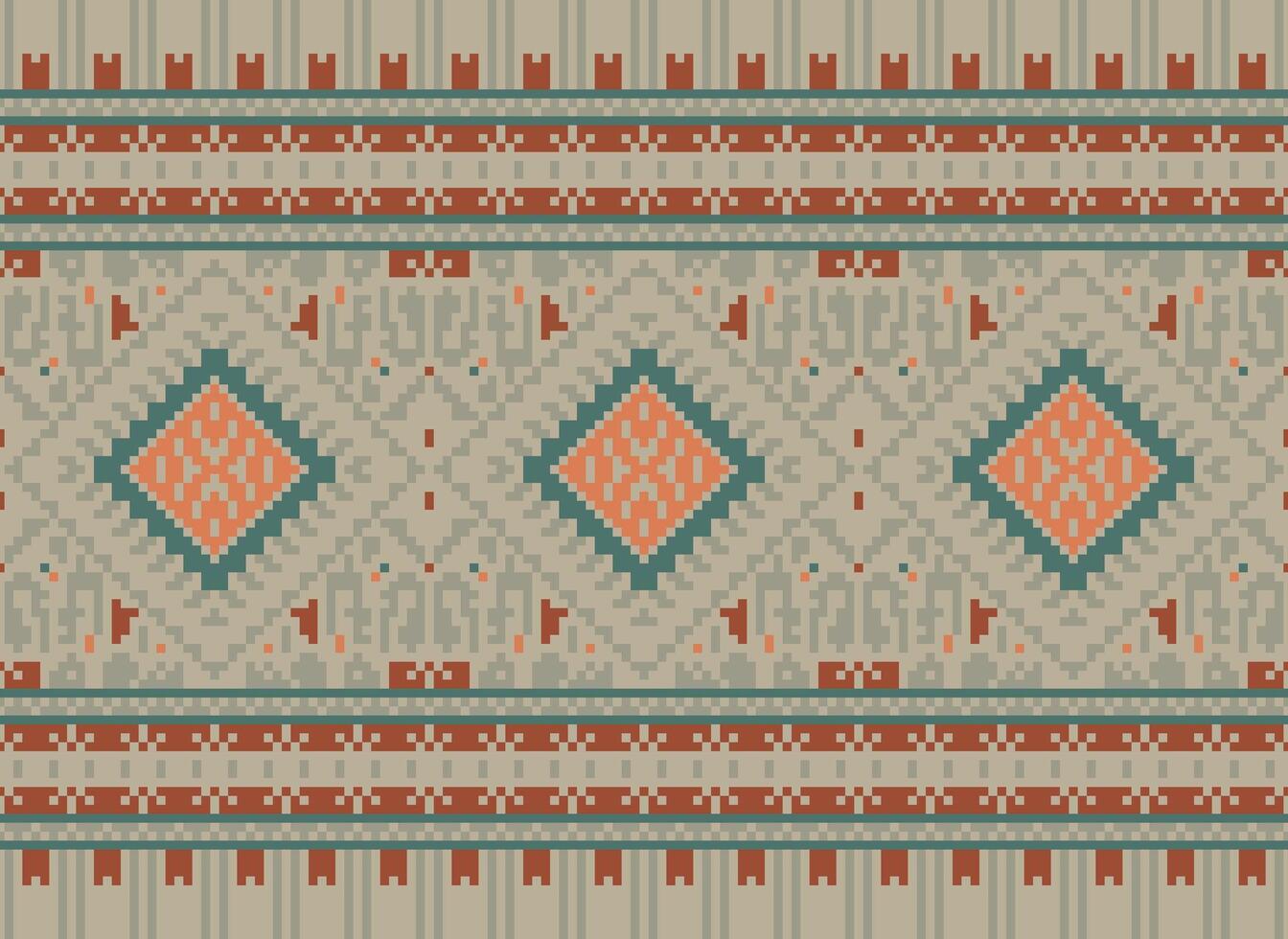 pixel Cruz ponto tradicional étnico padronizar paisley flor ikat fundo abstrato asteca africano indonésio indiano desatado padronizar para tecido impressão pano vestir tapete cortinas e sarongue vetor