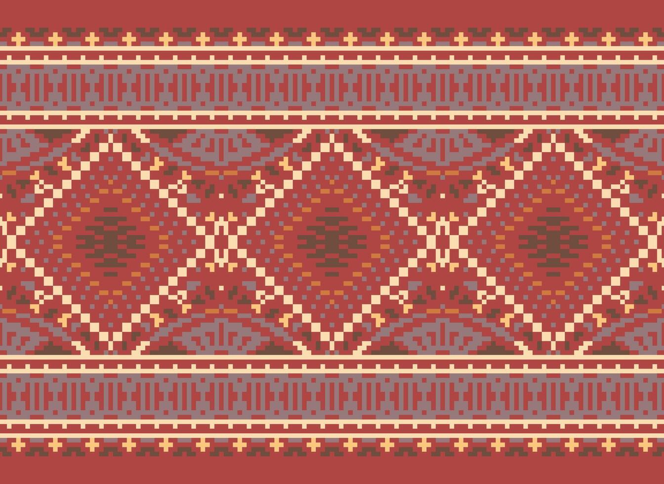 pixel Cruz ponto tradicional étnico padronizar paisley flor ikat fundo abstrato asteca africano indonésio indiano desatado padronizar para tecido impressão pano vestir tapete cortinas e sarongue vetor