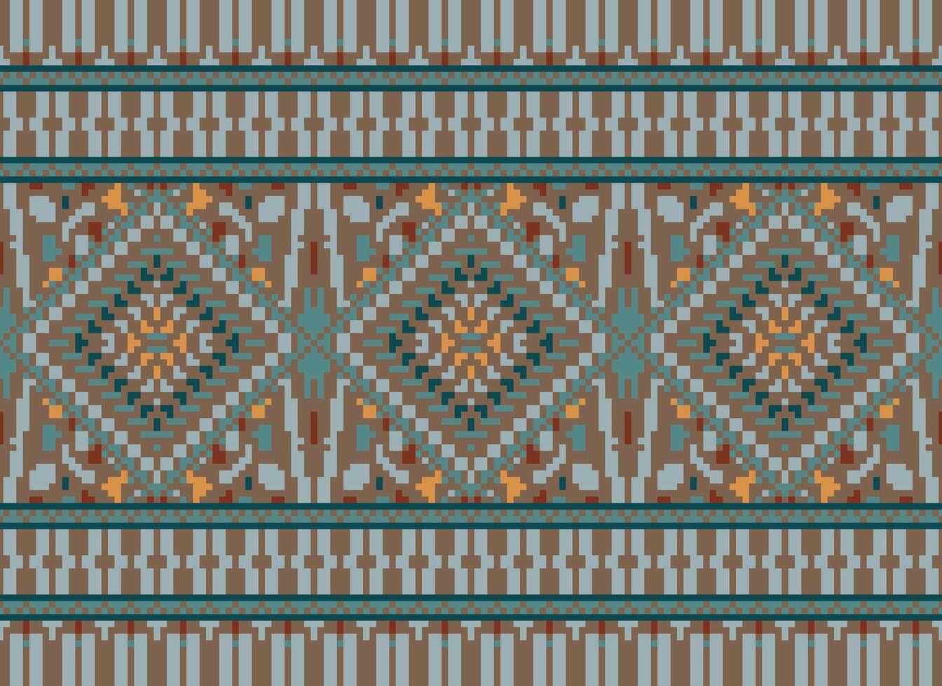 pixel Cruz ponto tradicional étnico padronizar paisley flor ikat fundo abstrato asteca africano indonésio indiano desatado padronizar para tecido impressão pano vestir tapete cortinas e sarongue vetor