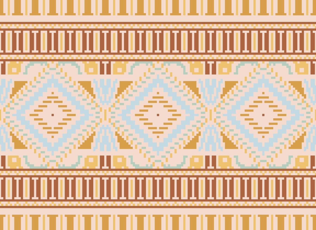 pixel Cruz ponto tradicional étnico padronizar paisley flor ikat fundo abstrato asteca africano indonésio indiano desatado padronizar para tecido impressão pano vestir tapete cortinas e sarongue vetor