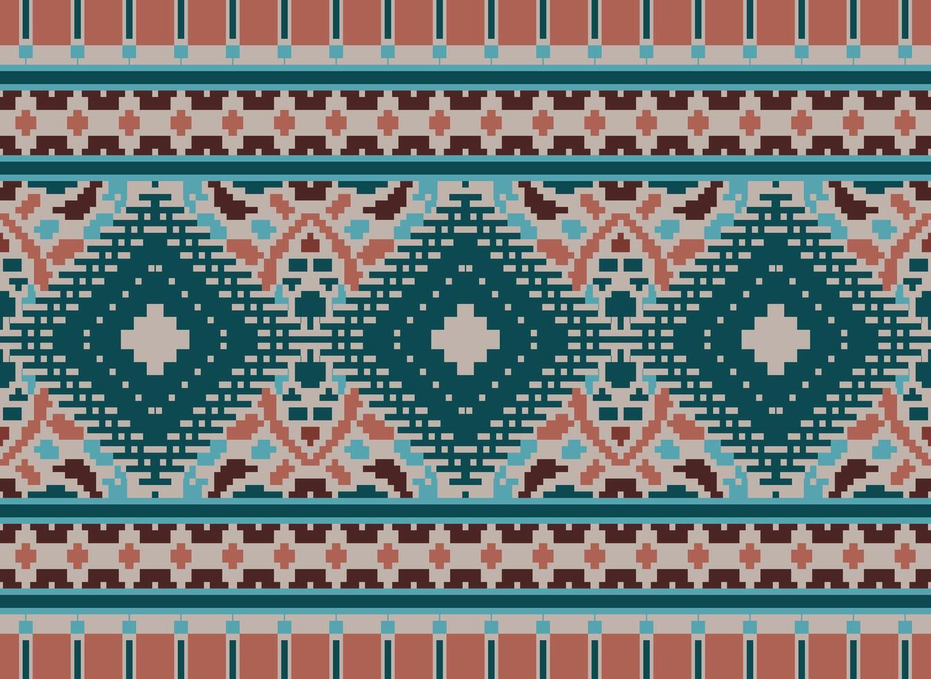 pixel Cruz ponto tradicional étnico padronizar paisley flor ikat fundo abstrato asteca africano indonésio indiano desatado padronizar para tecido impressão pano vestir tapete cortinas e sarongue vetor