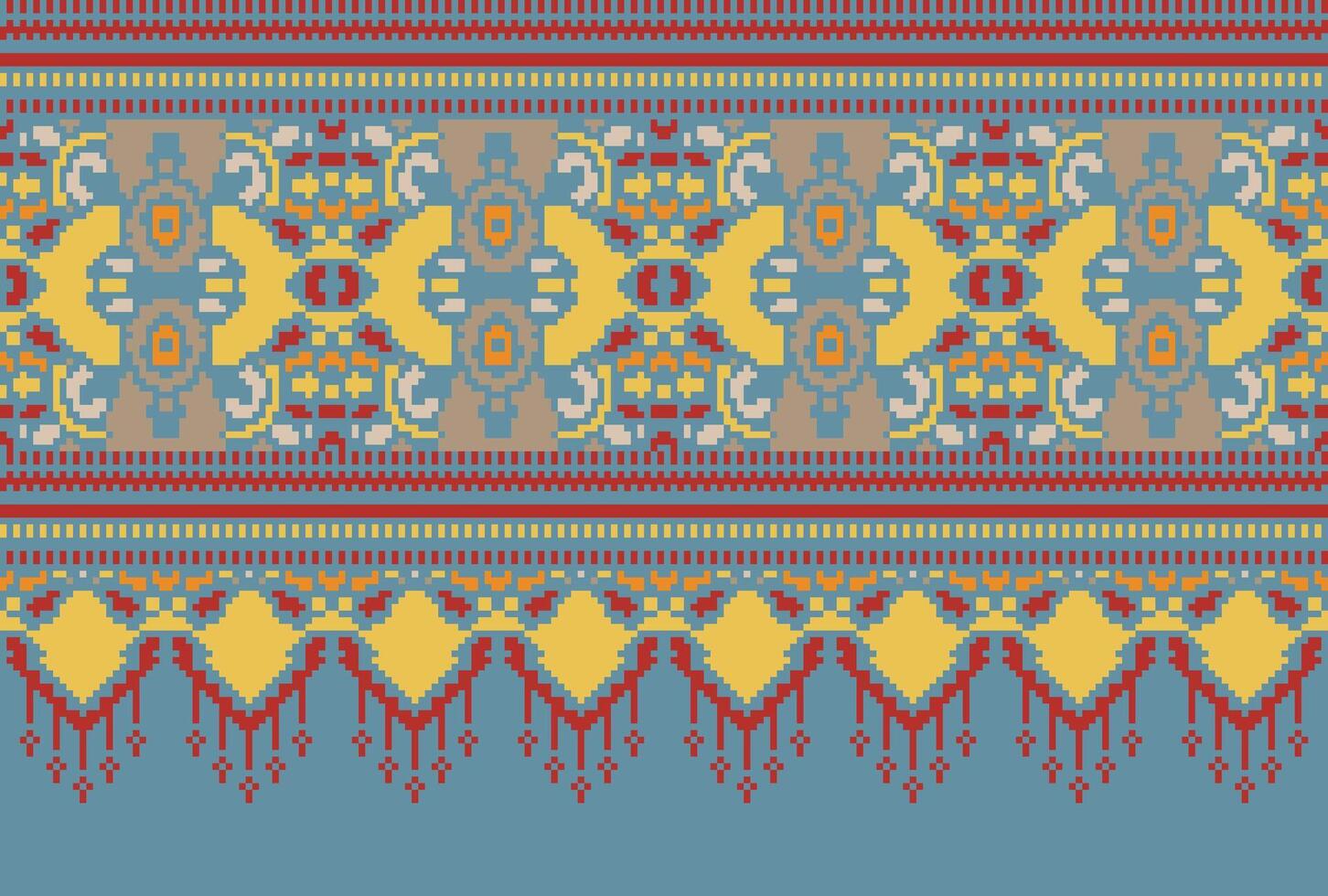 pixel Cruz ponto tradicional étnico padronizar paisley flor ikat fundo abstrato asteca africano indonésio indiano desatado padronizar para tecido impressão pano vestir tapete cortinas e sarongue vetor