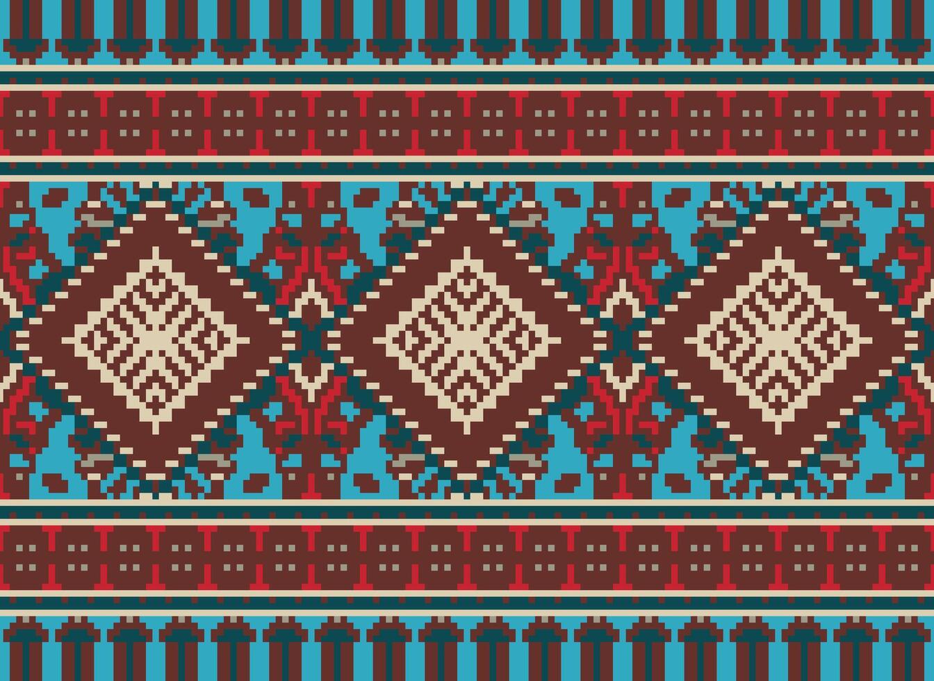 pixel Cruz ponto tradicional étnico padronizar paisley flor ikat fundo abstrato asteca africano indonésio indiano desatado padronizar para tecido impressão pano vestir tapete cortinas e sarongue vetor