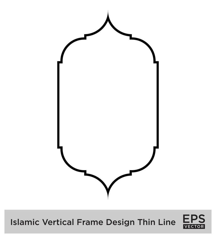 islâmico vertical quadro, Armação Projeto fino linha Preto acidente vascular encefálico silhuetas Projeto pictograma símbolo visual ilustração vetor