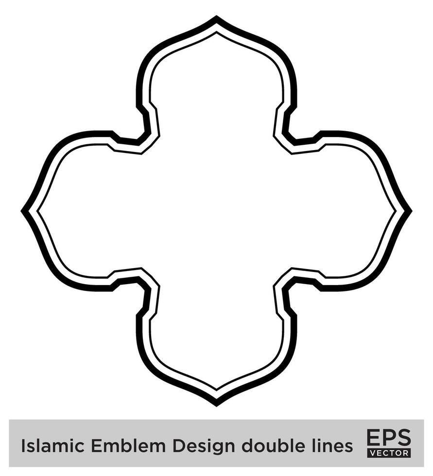 islâmico emblema Projeto Duplo linhas Preto acidente vascular encefálico silhuetas Projeto pictograma símbolo visual ilustração vetor