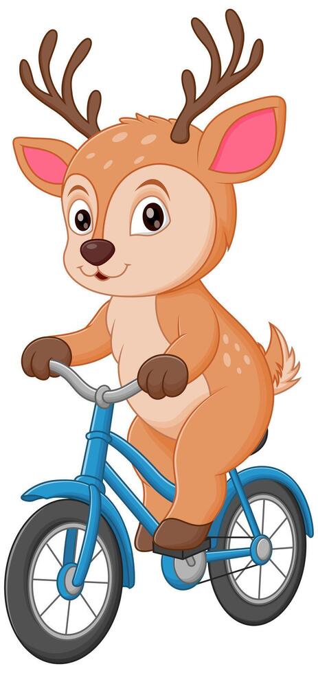 fofa veado equitação bicicleta desenho animado vetor ícone ilustração. animal esporte ícone conceito isolado Prêmio vetor