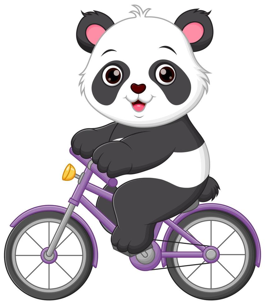 fofa panda equitação bicicleta desenho animado vetor ícone ilustração. animal esporte ícone conceito isolado Prêmio vetor