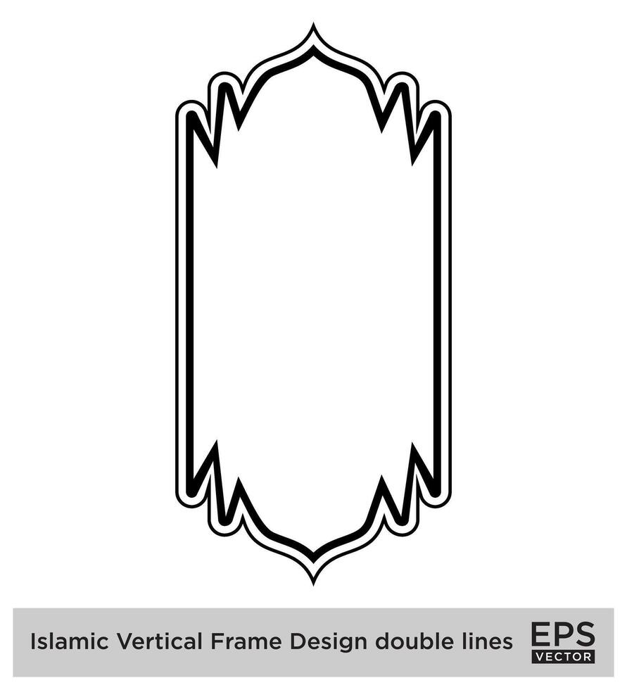 islâmico vertical quadro, Armação Projeto Duplo linhas Preto acidente vascular encefálico silhuetas Projeto pictograma símbolo visual ilustração vetor