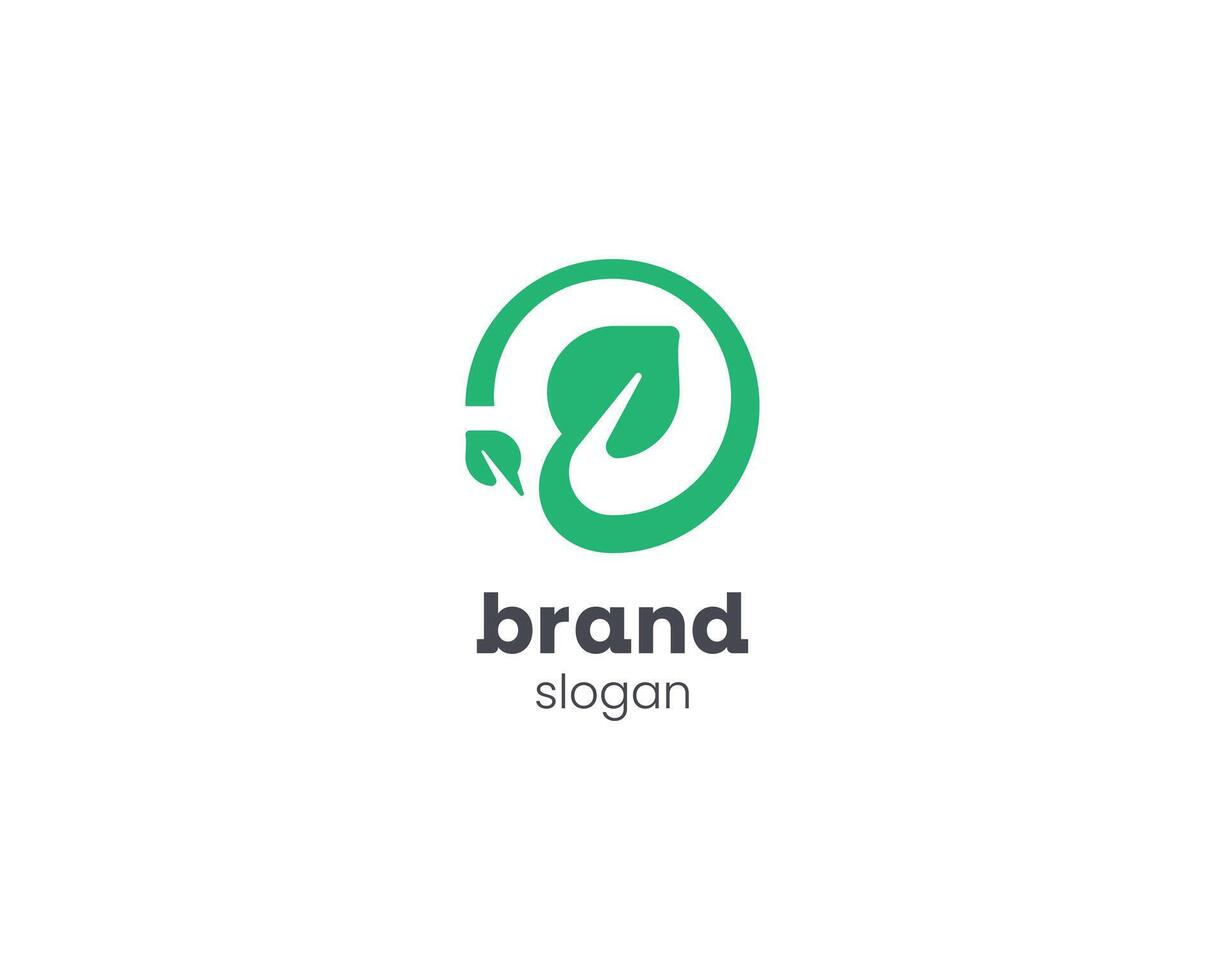 simples minimalista verde natural eco folha logotipo vetor
