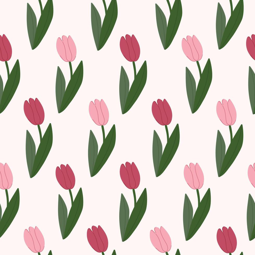 Rosa tulipa flores jardim mão desenhado desatado padronizar vetor ilustração para decorar convite cumprimento aniversário festa celebração Casamento cartão poster bandeira têxtil papel de parede papel embrulho fundo