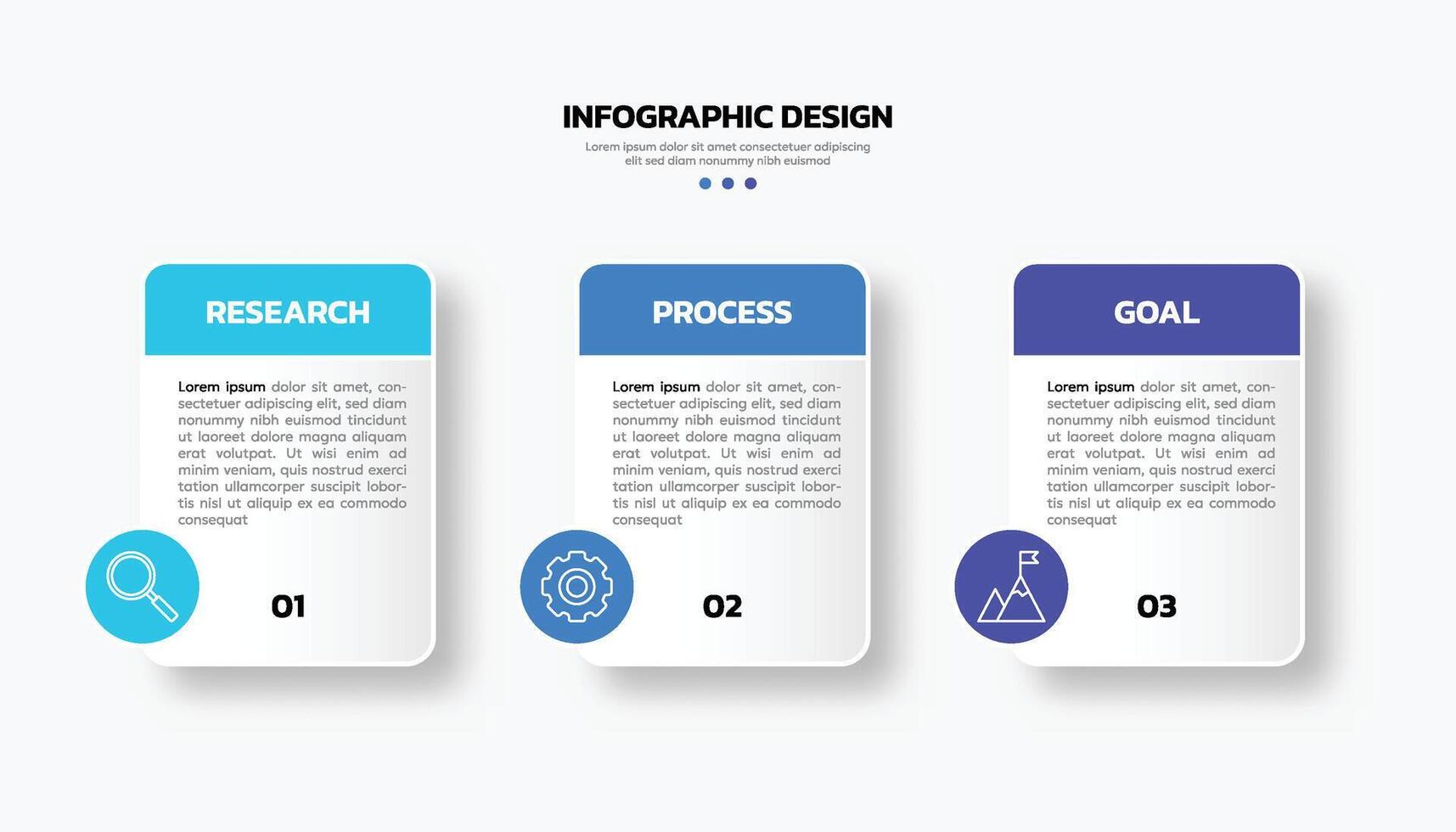 moderno infográfico Projeto modelo com 3 opções ou passos vetor